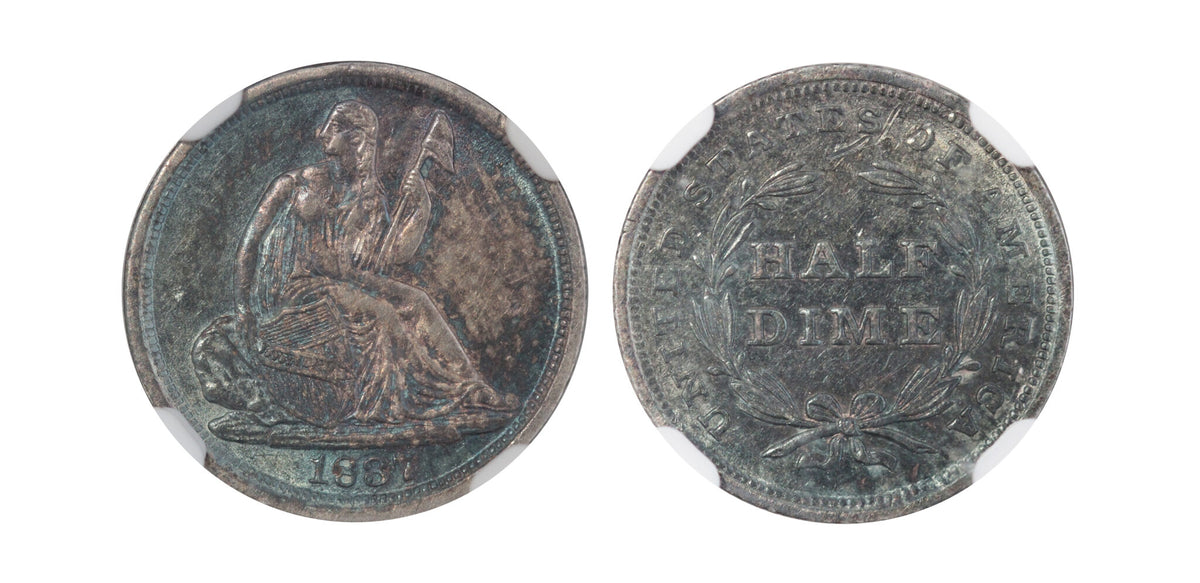 1837/37 United States AR Seated Liberty Half Dime NGC AU Details