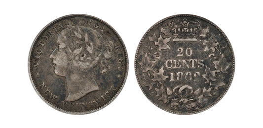 1862 Canada New Brunswick AR 20 Cents ANACS VF-30