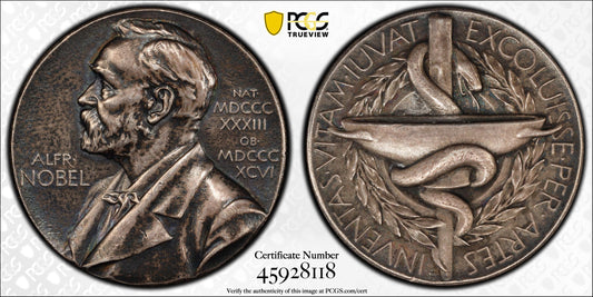 ND (1950s) Sweden AR Nobel Medal PCGS SP-55