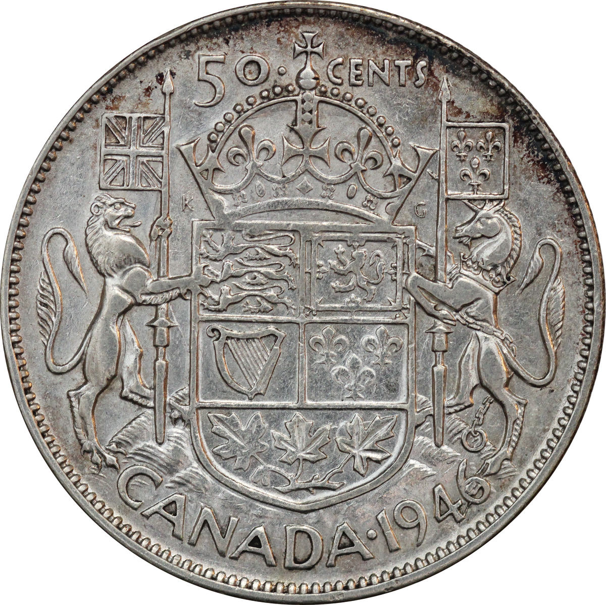 1946 Canada AR 50 Cents Hoof in 6