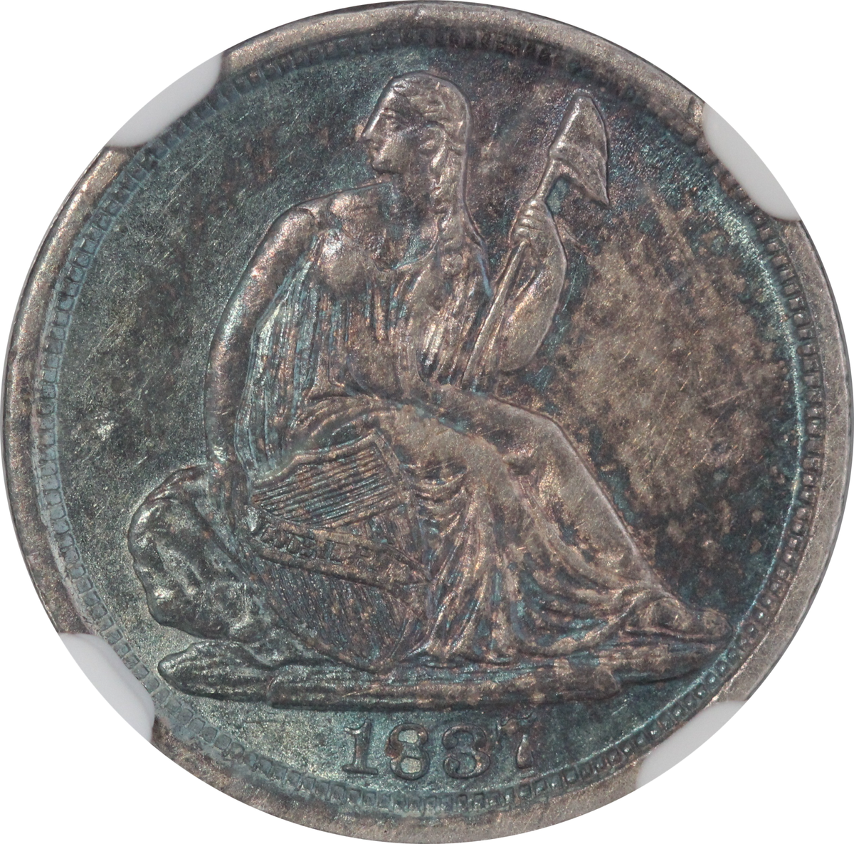 1837/37 United States AR Seated Liberty Half Dime NGC AU Details