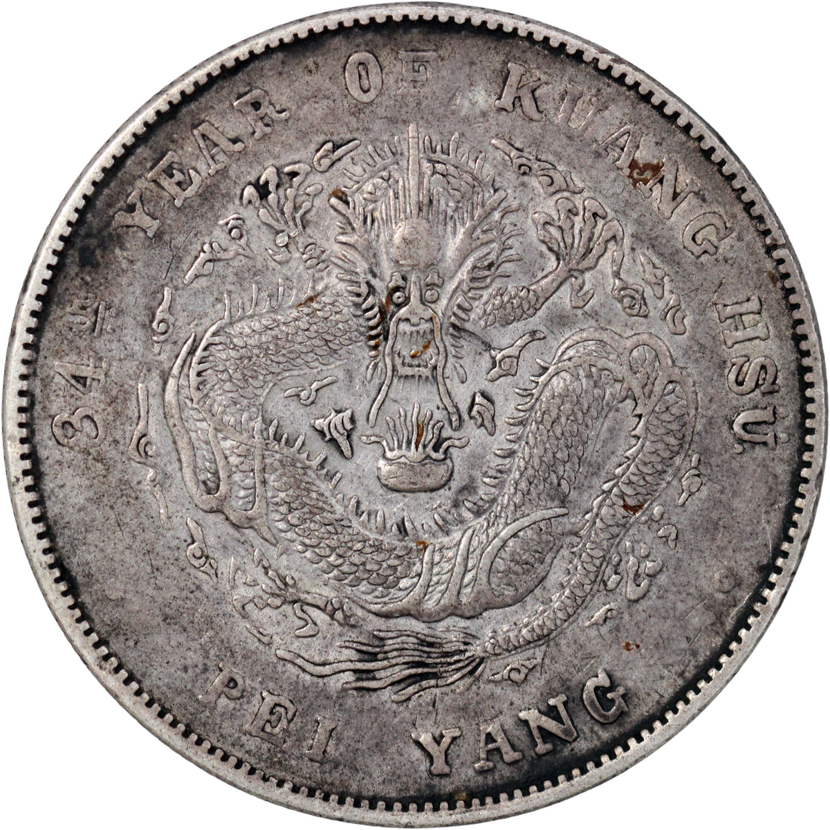 1908 China Chihli AR Dragon Dollar
