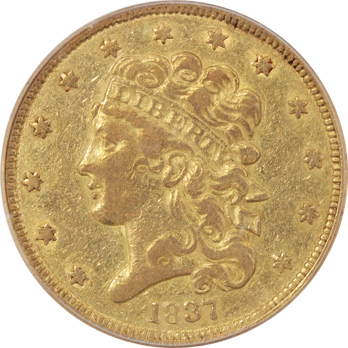 1837 United States AV Classic Head $5 PCGS Genuine